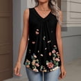 thumbnail image 3 of Kixjoy V Neck Tops for Women Sleeveless Beach Tank Tops Basic Loose Fit Pleated Shirt Fashion Casual Cozy Shirts for Women, Multicolor XXL, 3 of 6