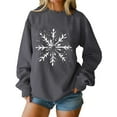 thumbnail image 2 of Sweatshirts for Women Christmas Printing Snowflake Long Sleeve Winter Casual Sports Round-Neck Sweatshirt,Womens Tops Plus Size Dark Gray XL, 2 of 5