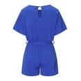 thumbnail image 5 of Casual Jumpsuits for Women Solid O-Neck Short Sleeve Wide Leg Pants Short Strappy Playsuit Jumpsuit Rompers Overalls, 5 of 8
