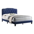 thumbnail image 1 of Navy Velvet Upholstered Panel Bed with Silver Nailhead - Full, 1 of 3