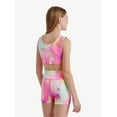 thumbnail image 4 of Justice Reversible Keyhole Teen Sports Bra for Girls with Paint Effect Print, Sizes XS-XL, 4 of 5