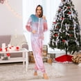 thumbnail image 5 of Pink Watercolor Flowers Adult Onesie Pajamas Slim Fit Christmas One Piece Suit Pjs for Women and Men Hooded Zipper, 5 of 7
