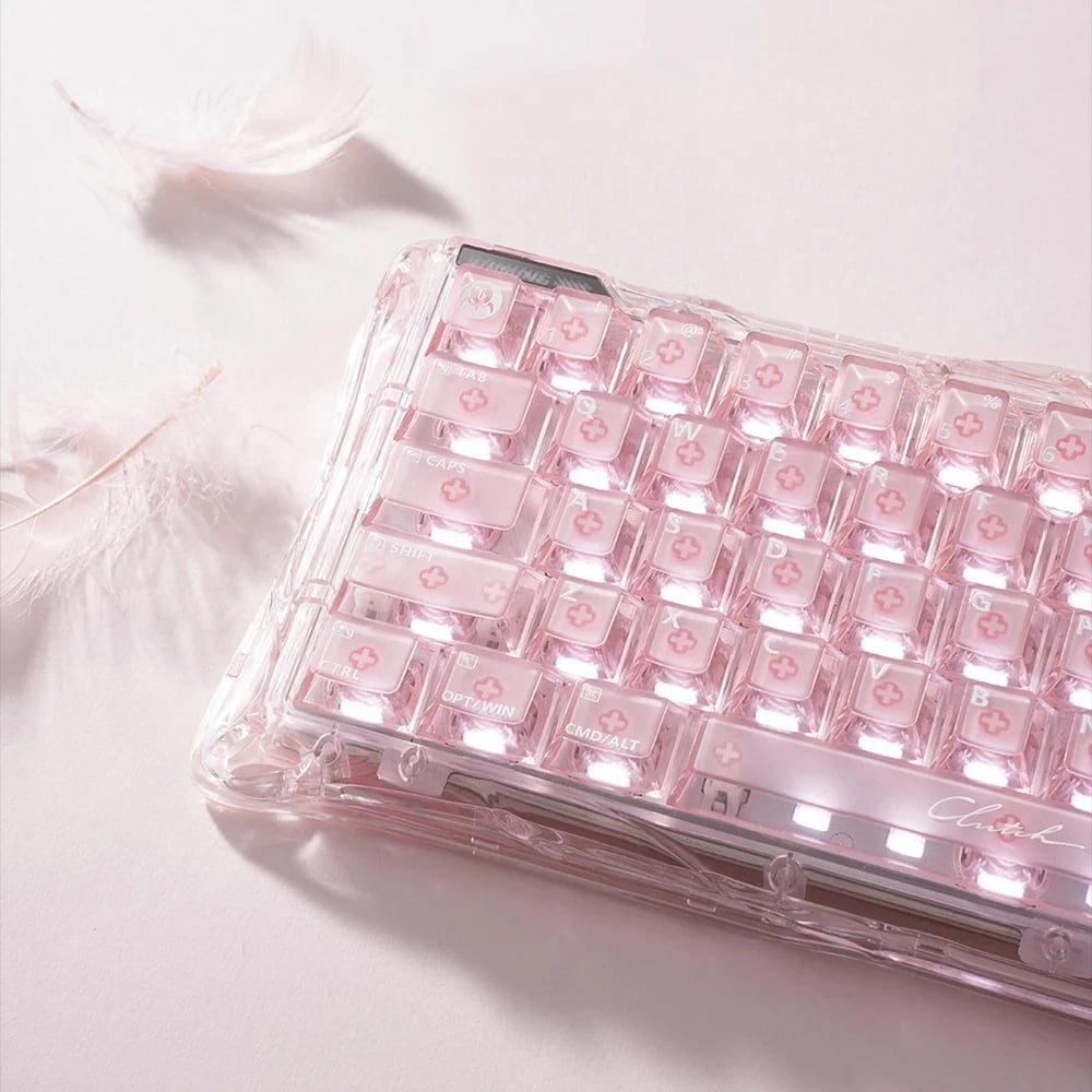 GravaStar Mercury V60 Crystal Rose 60% Gaming Keyboard - Magnetic Hall Effect Switches, 8K Polling, Rapid Trigger, Adjustable Actuation - Crystal Rose