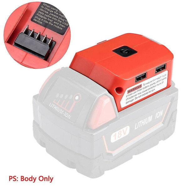 Chargeur USB Adaptateur de Batterie 18v avec LED pour Milwaukee 49-24-2371 M18