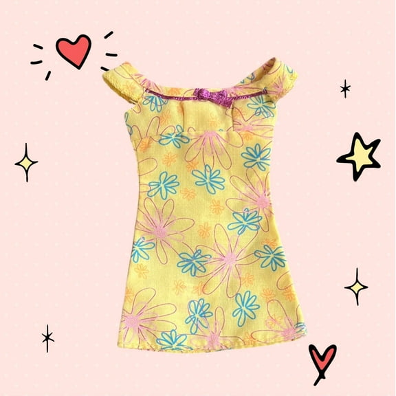 Lol Surprise doll OMG Bartz 80/90's Yellow Flower Doll Dress Pink Label Floral Cute Doll