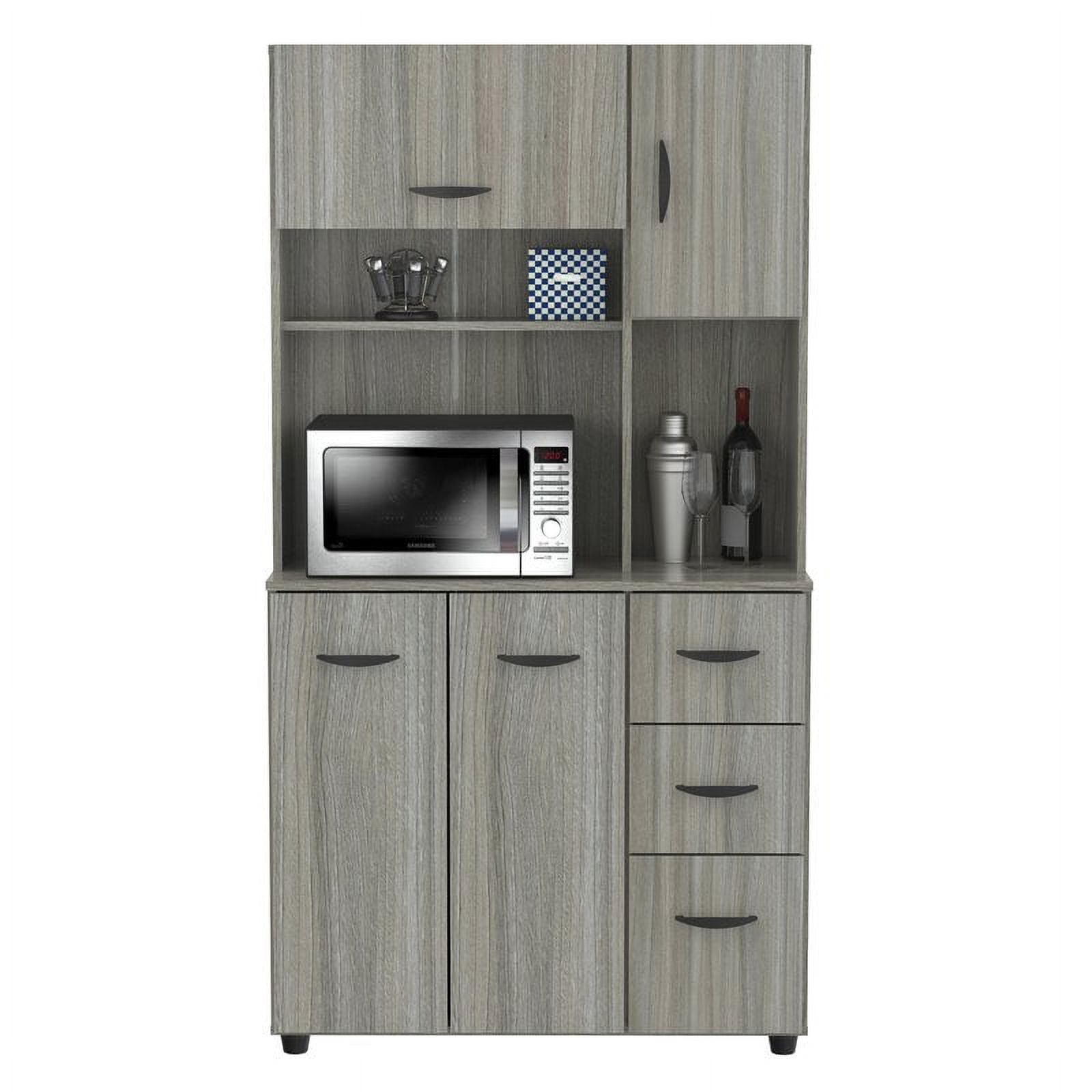 Inval Laminate Kitchen Microwave Storage Cabinet Smoke Oak