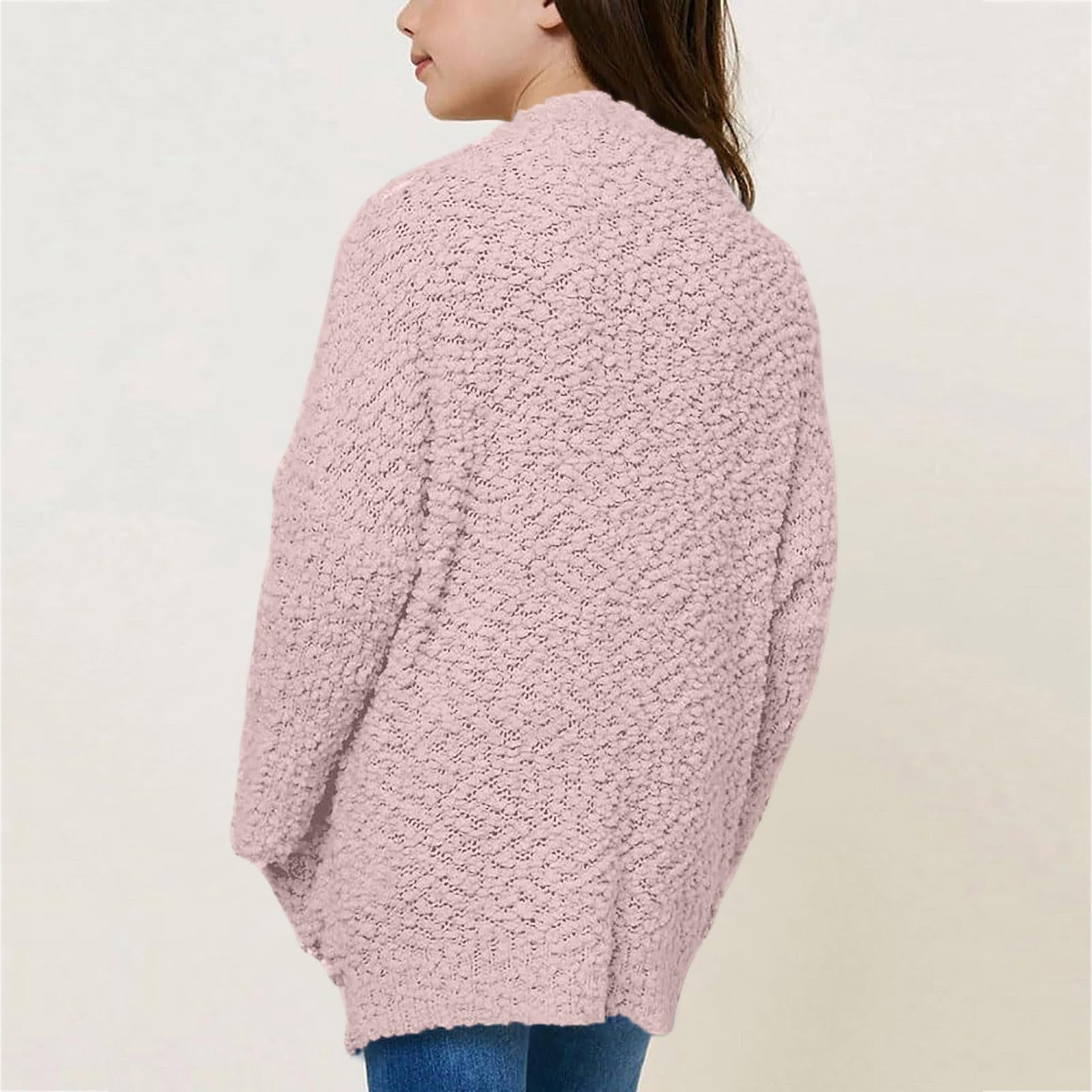 xaweyi Girls Fleece Jackets Winter Coats Warm Cosy Long Sleeve Open Front Plush Casual Outwear School Coats Lightweight Jackets,Sizes 9-10 Years