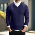 thumbnail image 2 of SHTXOZHI Mens Business Casual Tops V-Neck Long Sleeve Shirts Solid Color Pullover Fall Winter Work Sweater Shirts, 2 of 9