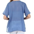 thumbnail image 2 of Sakkas Button Down Embroidered Short Sleeve Semi-Sheer Gauzy Cotton Top / Blouse - Steel Blue - Large, 2 of 4