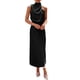 thumbnail image 1 of Vestido Maxi de Satén PRETTYGARDEN Negro Sin Mangas Cuello Simulado XXL, 1 of 8