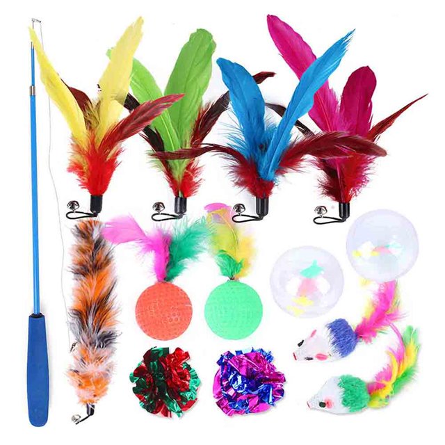 Juguetes Divertidos Para Gatos, Juguetes De Plumas Para Gatos, Juguetes Interactivos Para Gatos, Juguetes Para Hacer Ejercicio 14 Uds. Methold PT001273-00