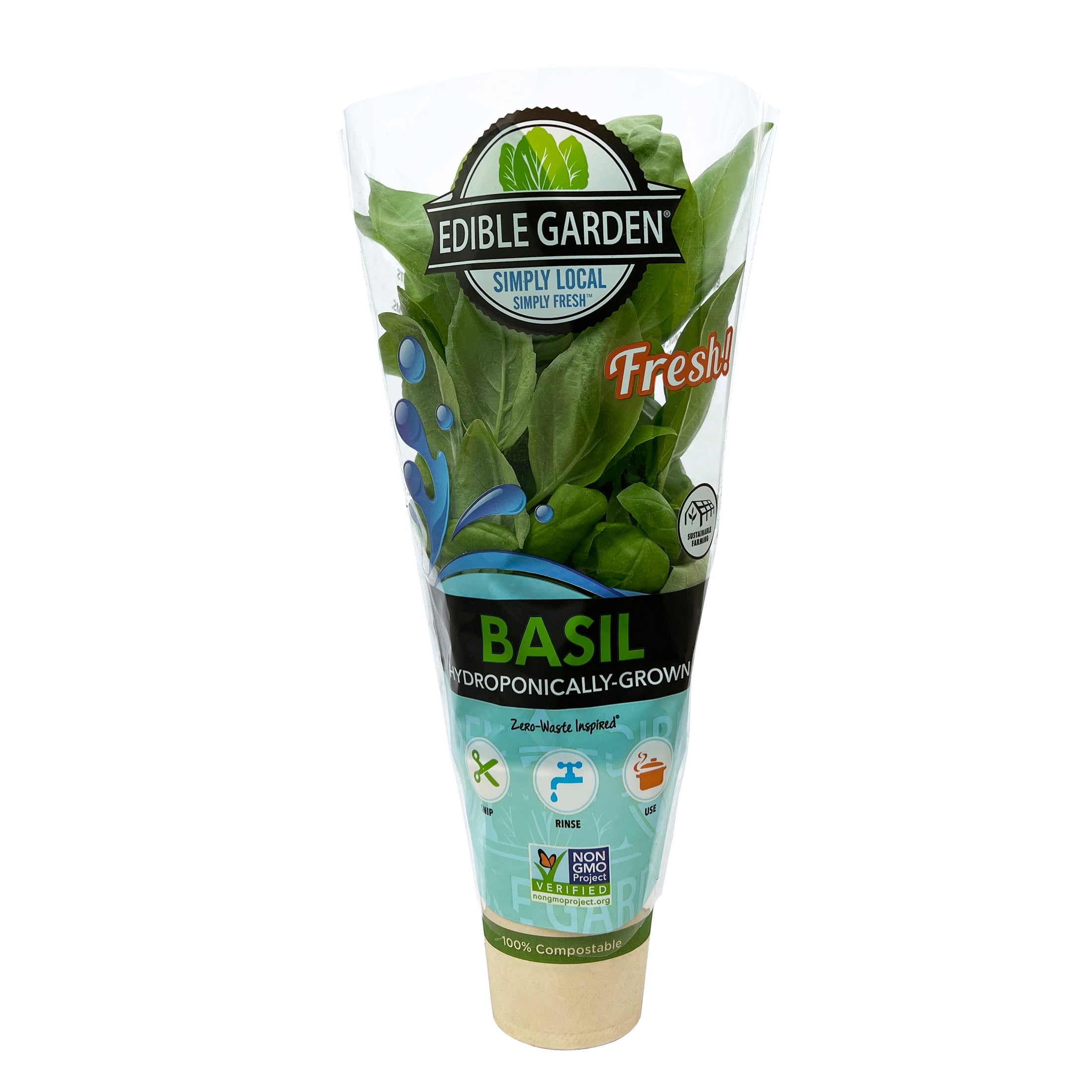 Edible Garden Hydroponic Basil Plant, Sunlight