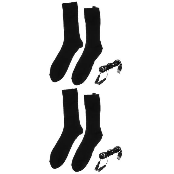 Nicehomfit Heated Socks Black Cotton Rechargeable USB for Winter 2Pairs