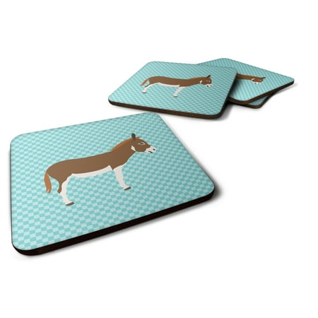 

Carolines Treasures BB8021FC Miniature Mediterranian Donkey Blue Check Foam Coaster Set of 4 3 1/2 x 3 1/2 multicolor