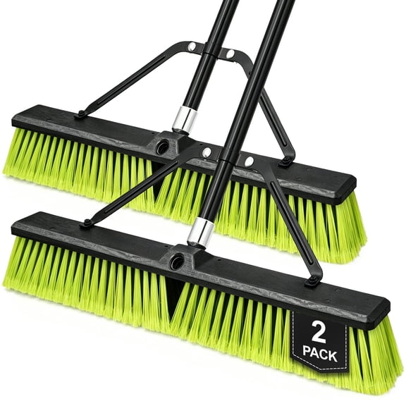TidyBliss 24" Push Broom Outdoor Heavy Duty 2 Pack (Green)