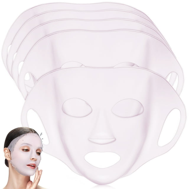 MOVTOTOP Masque Facial en Silicone Réutilisable Rose pour la Beauté avec Crochets d'Oreilles et Usages Multiples 5 Pcs