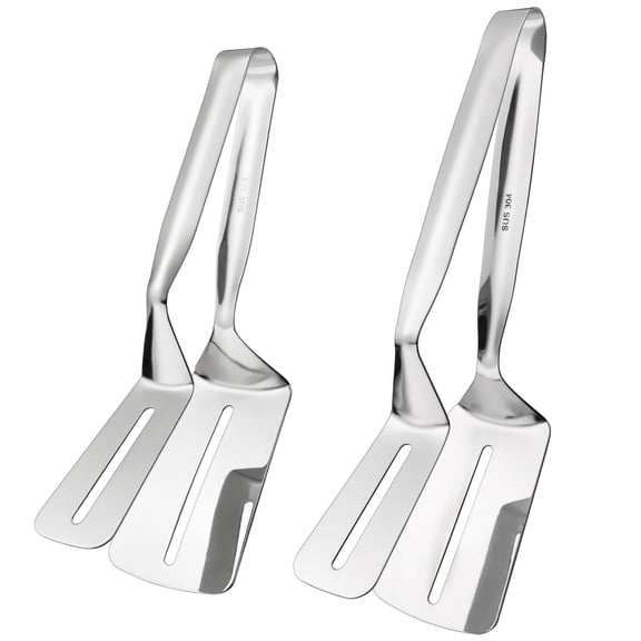 ZDM Steak Clamps Set of 2 Stainless Steel 3-in-1 Cooking Tongs for Beefsteak Bread Barbecue Kitchen Tools (Stainless Steel)