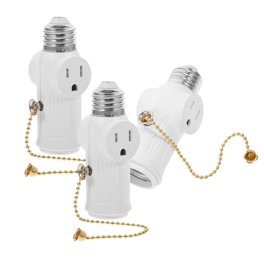 SNNROO 3-Pack Plug in Light Socket,E27 Light Bulb Socket Adapter