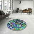 thumbnail image 4 of Ahgly Company Machine Washable Indoor Square Transitional Blue Whale Blue Area Rugs, 3' Square, 4 of 7