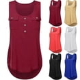 thumbnail image 2 of UDIYO Sexy Lady Solid Color Sleeveless Button Pocket Round Neck Irregular Hem Vest Top, 2 of 7