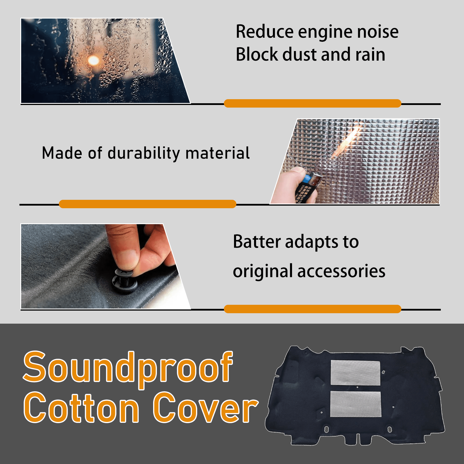 Front Hood Engine Sound Heat Insulation Pad,Soundproof Cotton Cover For Jeep For Wrangler 2007 2008 2009 2010 2011 2012 2013 2014 2015 2016 2017,Car Assecories Firewall Mat Pad Cover Noise Deadener