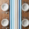 thumbnail image 6 of Blue Brown Stripe Table Runner - 72 Inch Long, Kitchen Dining Table Runner Dresser Scarves, Ombre Geometric Vertical Striped Farmhouse Decor for Coffee Tables Wedding Party Banquet, 6 of 8
