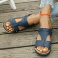 thumbnail image 6 of LOVZFMLL Sandals for Women with Arch Support Summer Dressy Comfortable Walking Slide Sandals Women's Outdoor Footwear Blue 5.5, 6 of 9