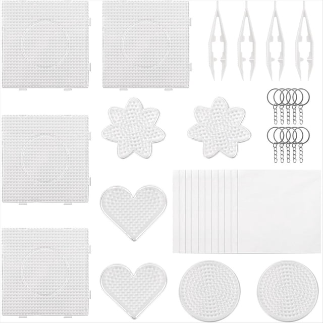 10 Tableros de Clavijas con Cuentas Fusibles de 5 mm, Tableros de Clavijas con Cuentas Derretidas de Múltiples Formas con 4 Pinzas para Planchar, Kit de Arte y Manualidades.