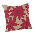 thumbnail image 4 of Fennco Styles Poinsettia Holiday Flower Design Cotton Jute Throw Pillow 18"W x 18"L, 4 of 5