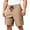 Khaki, variant on Mens Cargo Shorts Elastic Waist 7 Inch Inseam Knee Length Cargo Shorts Multiple Pockets Lightweight Summer Gym Workout Pants