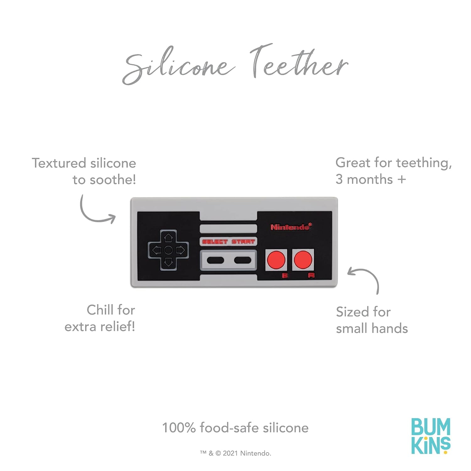 Bumkins Baby Silicone Teether (Nintendo NES Controller)