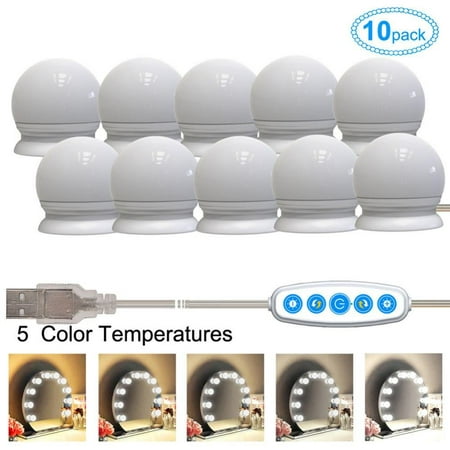 

Hollywood Style Led Vanity Mirror Lights Kit with 10 Dimmable Light Bulbs for Makeup Dressing Table Plug in Lighting Fixture Strip White (No Mirror Included)