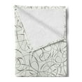 thumbnail image 2 of Abstract Soft Flannel Fleece Blanket, Contrasting Swirling Lines Strung with Bead Forms Dotted Curves Composition, Cozy Plush for Indoor and Outdoor Use, 60" x 80", Black and Coconut, by Ambesonne, 2 of 5