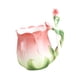 thumbnail image 1 of Taza de café Flower Copa de beber taza de la mañana 320 ml de rosa con cuchara para bebidas calientes café con leche café café leche rojo, 1 of 8