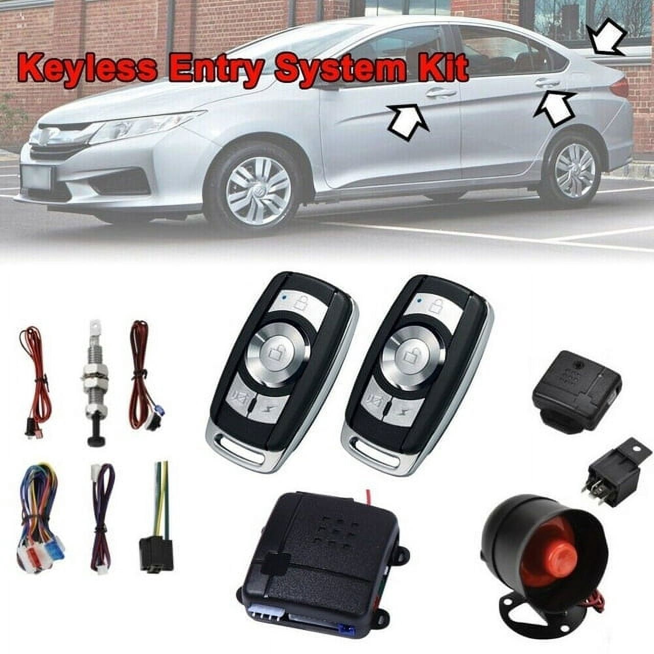 Universal 12V Auto Car Alarm Keyless Entry System with Remote Control Siren Sensor
