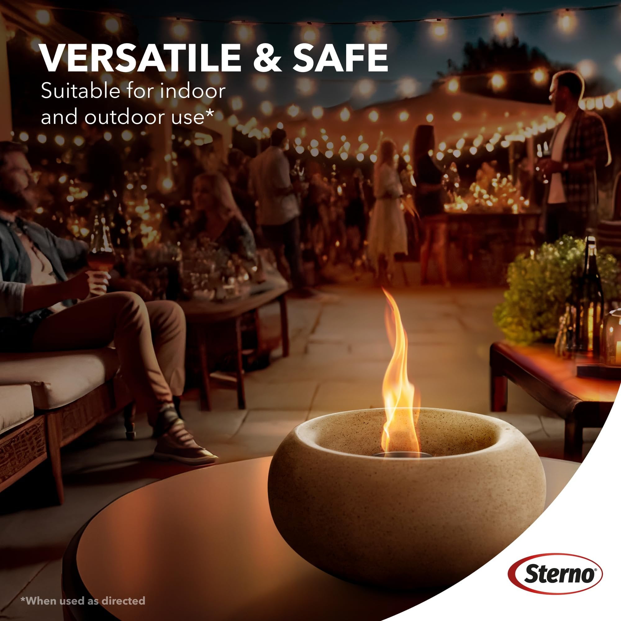 Sterno Fuel Cans 6-Pack Firepit Gel Fuel - 3 Hours of Burn Time, Realistic Wood Crackling Sounds - Smokeless & Odorless, No Ash, & Soot - All-Weather Burner for Indoor Fire Pit & Outdoor Fire Pit