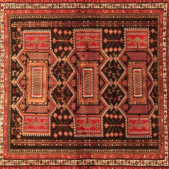 Ahgly Company Indoor Square Persian Orange Traditional Area Rugs, 7' Square