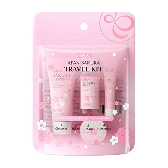 FSTDelivery Up to 50% Off! Travel Set 4-piece Facial Care Moisturizing Face Cream Serum Lotion Facial Cleanser 80ml Christmas Gifts for Women