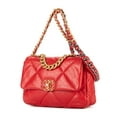 thumbnail image 2 of Pre-Owned Chanel Red Classic 19 Flap Handbag Lambskin Quilted Leather, 2 of 10