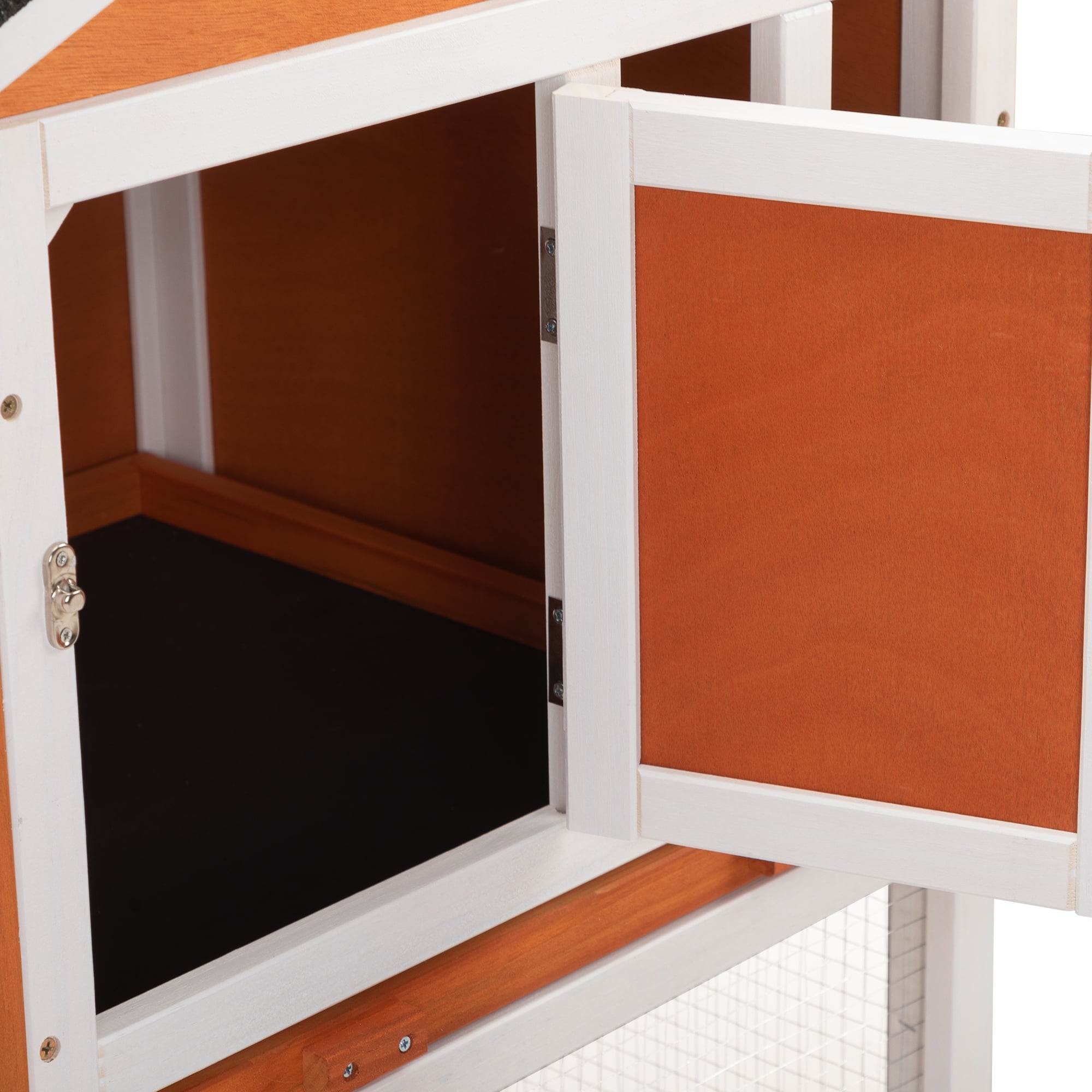 Pefilos 47" Deluxe Wooden Chicken Coop Hen House, Rabbit Wood Hutch, Indoor Outdoor Bunny Cage with Run, No Leak Tray and UV Panel, Natural
