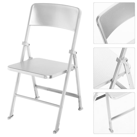 HAKIDZEL Mini Chair Furniture Miniature Folding Chair Model Silver 1Set