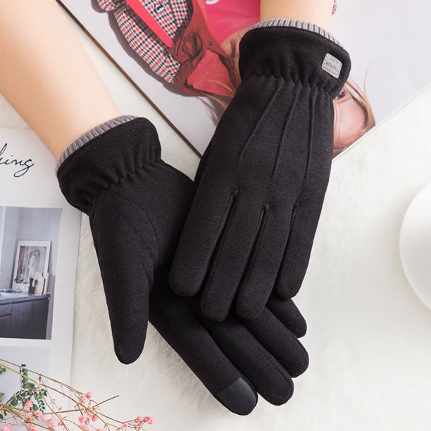 Guantes cálidos para damas de otoño e invierno, además de terciopelo acolchado, cálidos para conducir al aire libre, ciclismo, pantalla táctil, guantes de terciopelo de invierno