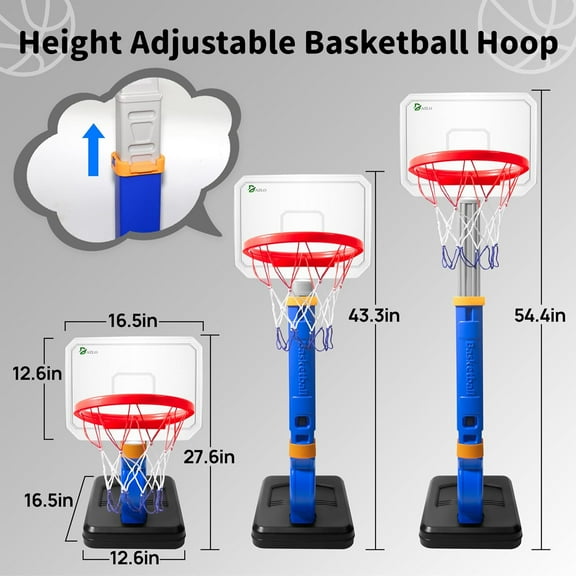 Adjustable Toddler Basketball Hoop with Accessories - Ideal for Kids Ages 36-144 Months
