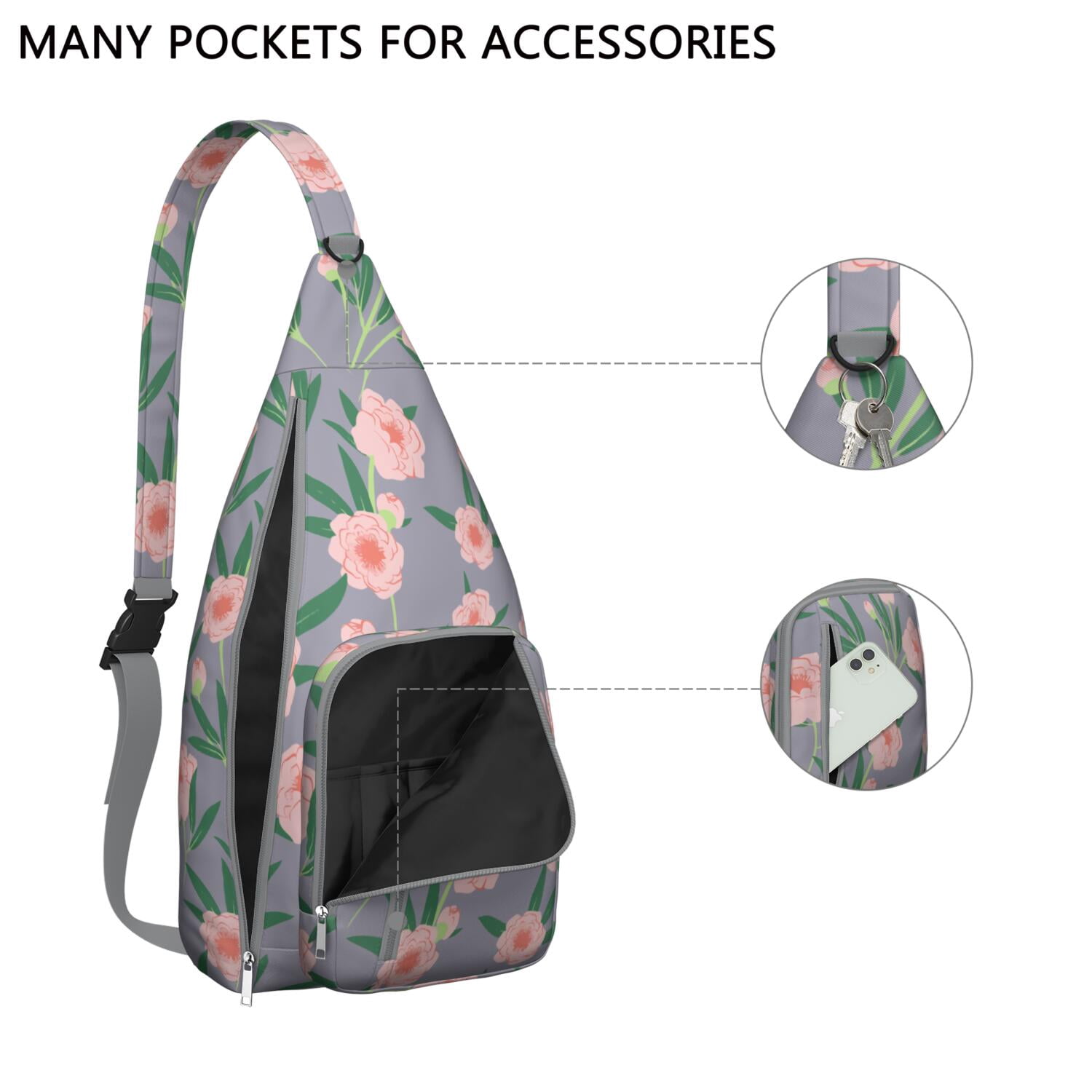 Lightweight Tear - resistant Sling Bag with Daisy Design for Unisex