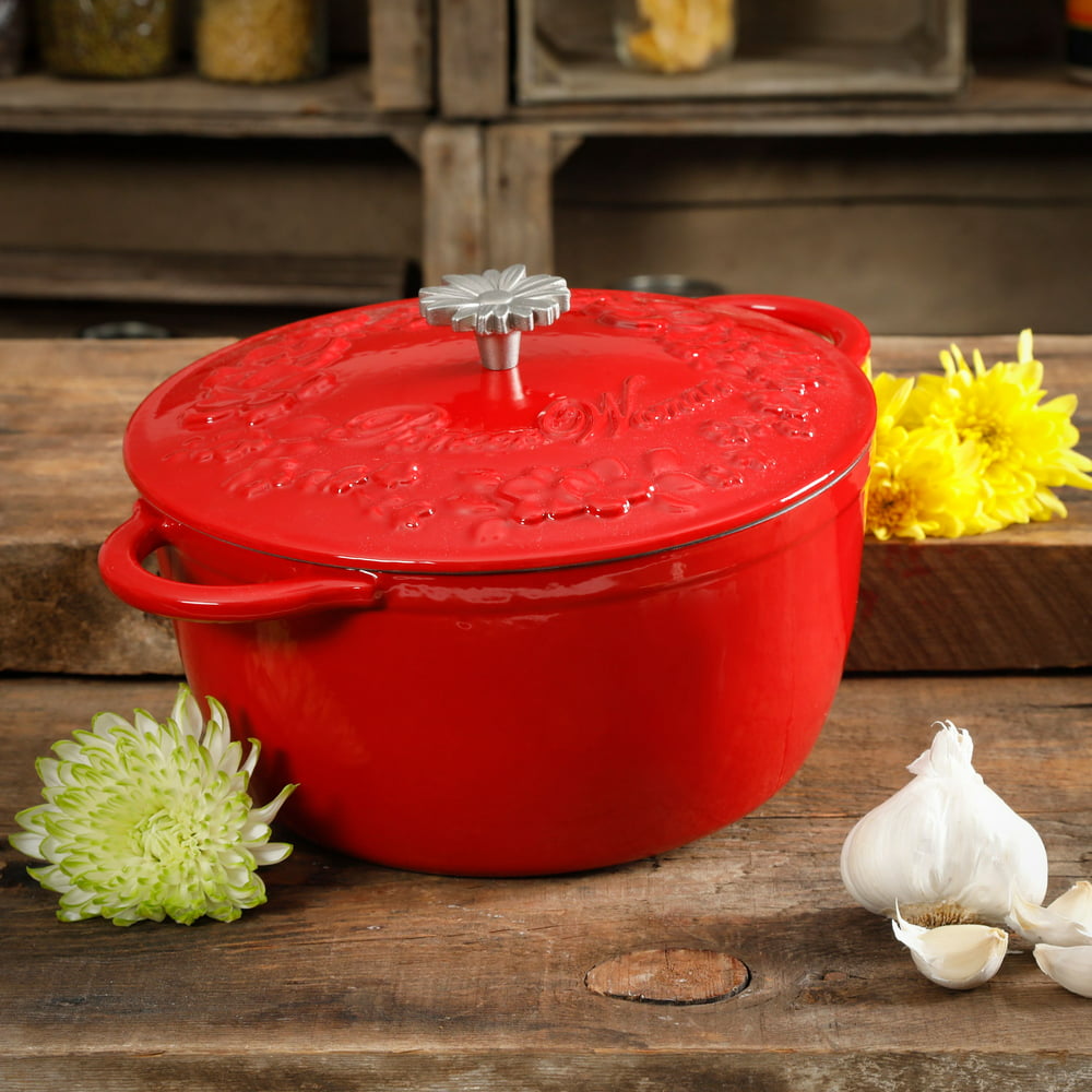 The Pioneer Woman Timeless Beauty 5-Quart Dutch Oven, Red ...