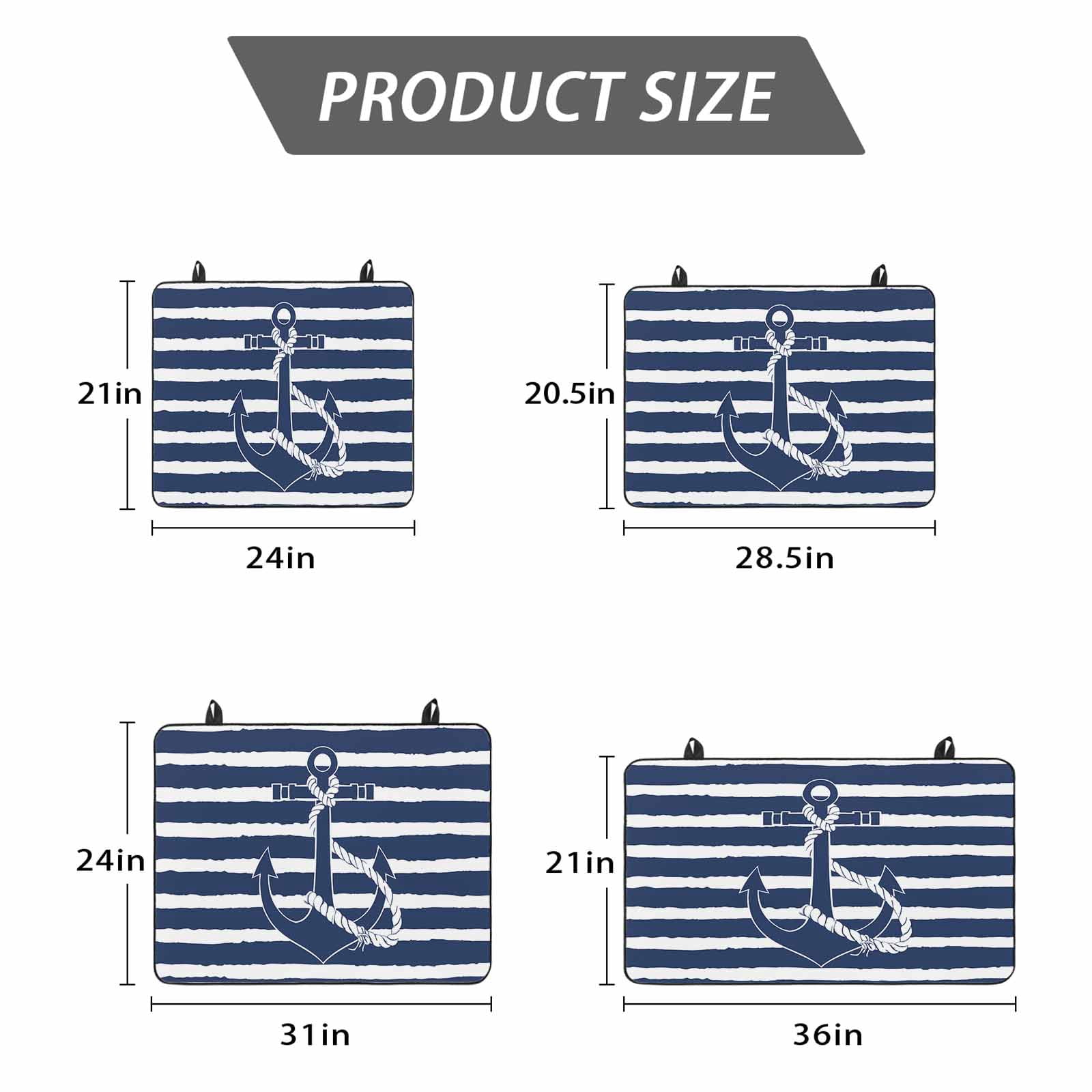 Navy Blue Anchor Nautical Stove Top Cover for Electric Stove, Heat-proof & Non Slip Glass Top Stove Cover Protector, Navy Blue Striped Farmhouse Kitchen Flat Cooktop Rubber Mat 24x21 Inches