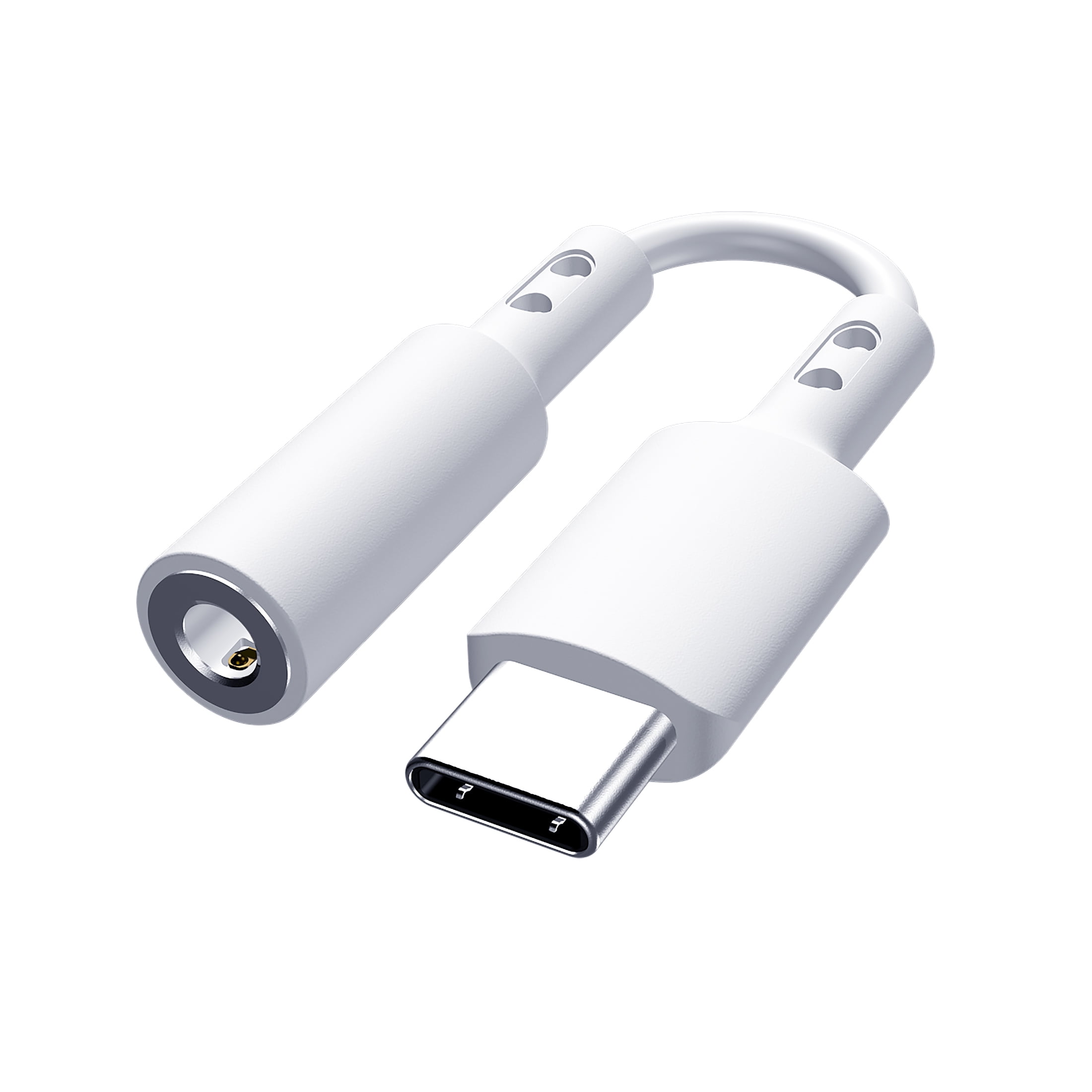 Male USB C to Female AUX ADAPTER 3.5 mm, White