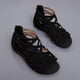 thumbnail image 5 of Zapatos planos de encaje con punta abierta para mujer con cremallera Sandalias romanas para mujer Wmkox8yii nm3595, 5 of 7
