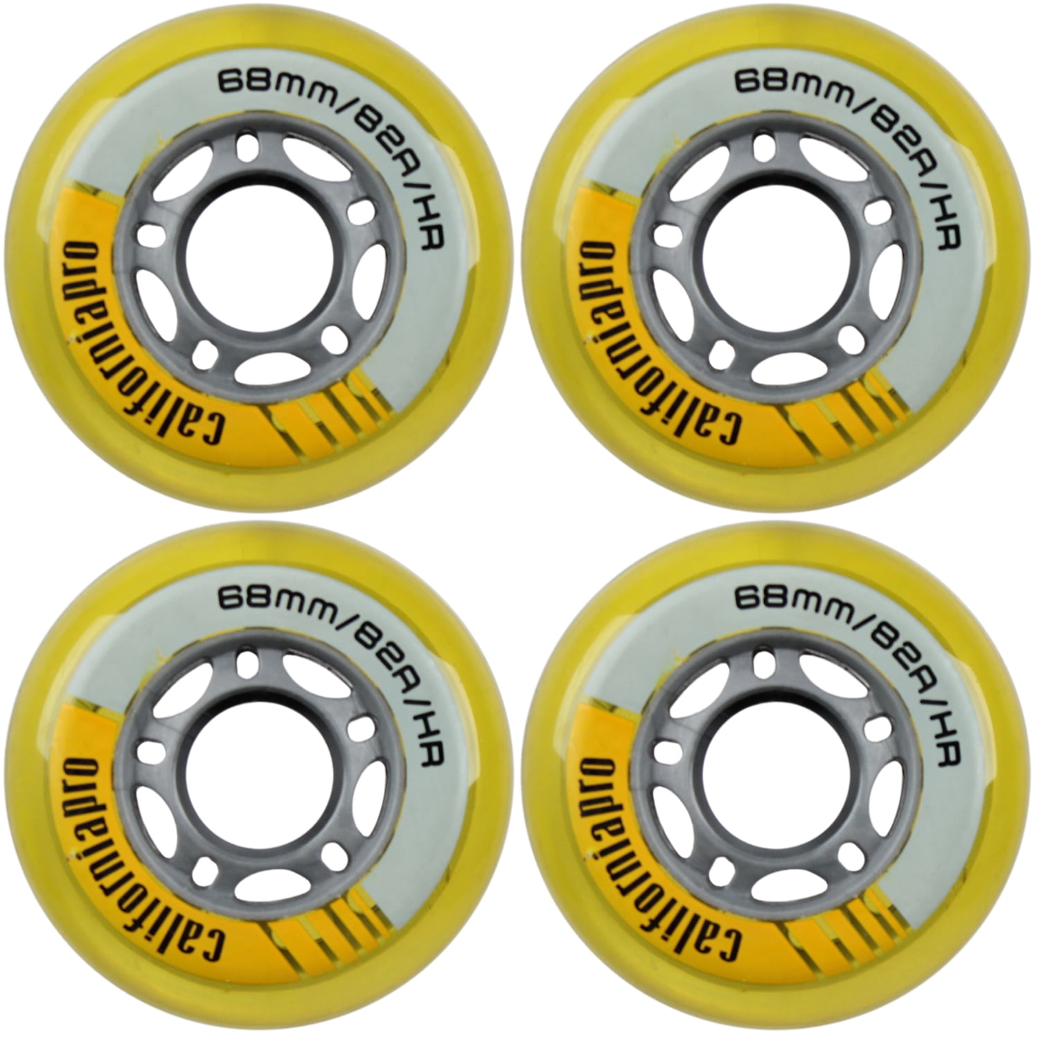 Inline Skate Replacement Wheels 68mm 82A Grey/Yellow 4 Pack