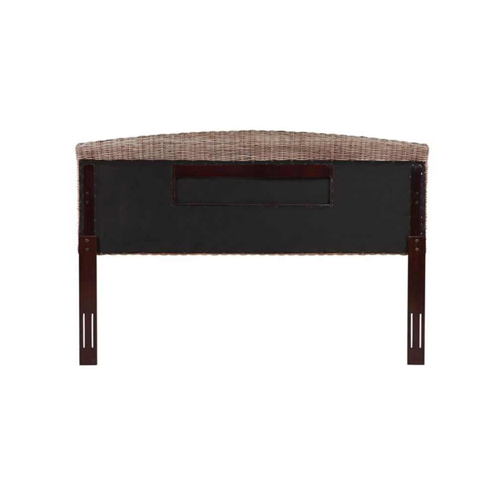Bowery Hill Coastal Rattan/Wood King Headboard in Gray Finish